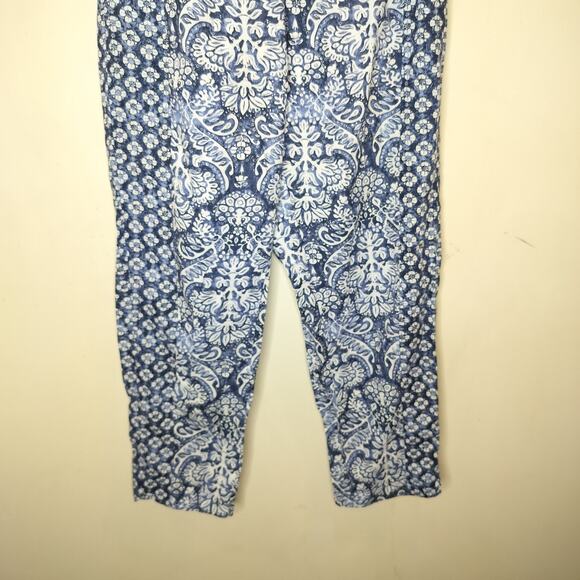 Oysho Floral Cotton Pants Pull On Pockets Pleated - Picture 6 of 11